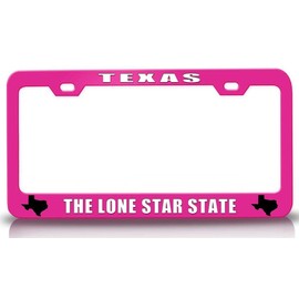 Customola Texas The Lone Star State Texas Map Style Steel Metal License Plate Frame Pn # 65