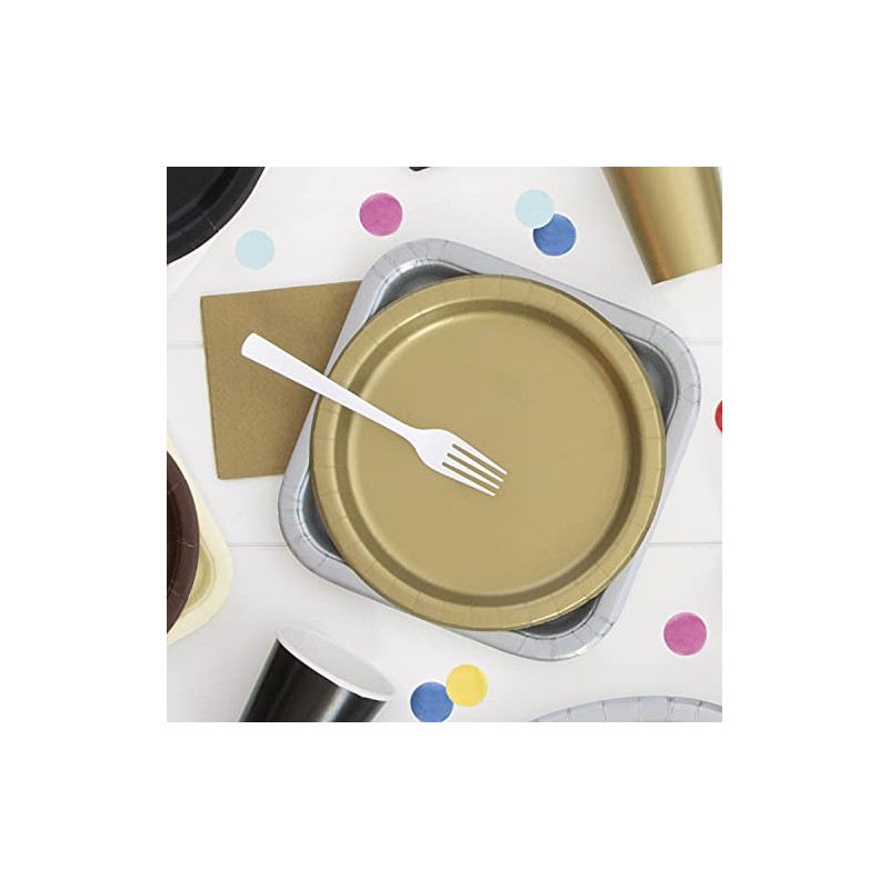 Unique 33252EU Eco-Friendly Paper Plates-23 cm-Gold Colour-16 Count (Pack of