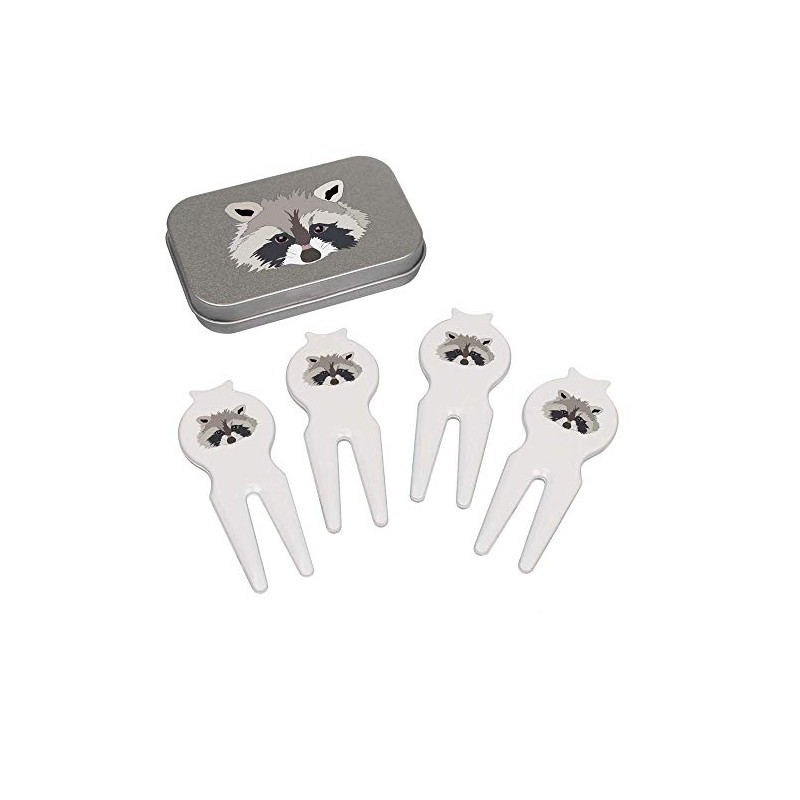 Azeeda 'Racoon Head' Golf Divot Tool/Repair Fork Gift Set (GO00037767)