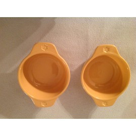 Chantal Set of Two Small Bakers with Floral Stamp Handles, Mustard Yellow, 8 Inches Wide