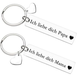 Parents Gift I Love You Dad Mum Keyring Best Dad Jewellery Best Mum Gift Father's Day Mother's Day Gift Birthday Gift for Father Mother, silver