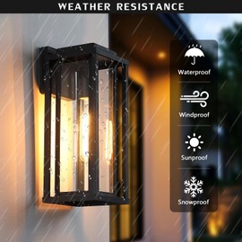 pasentel 15" Outdoor Wall Light Fixtures and 3-Light Bathroom Vanity Light