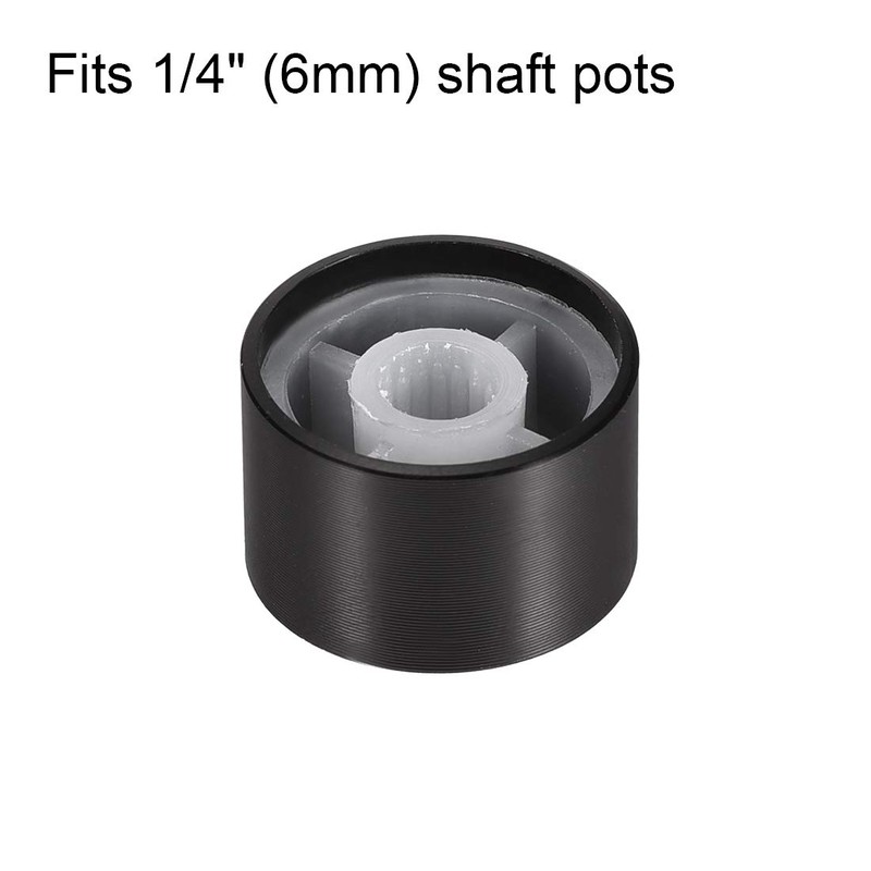sourcing map 5pcs Potentiometer Knob Knurled Shaft Black Aluminum Smooth