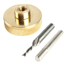 O'SKOOL The template guide adapter insert set made of solid brass with 1/8 inch spiral cutter made of carbide and 1/4 inch shaft, solid brass router inlay kit