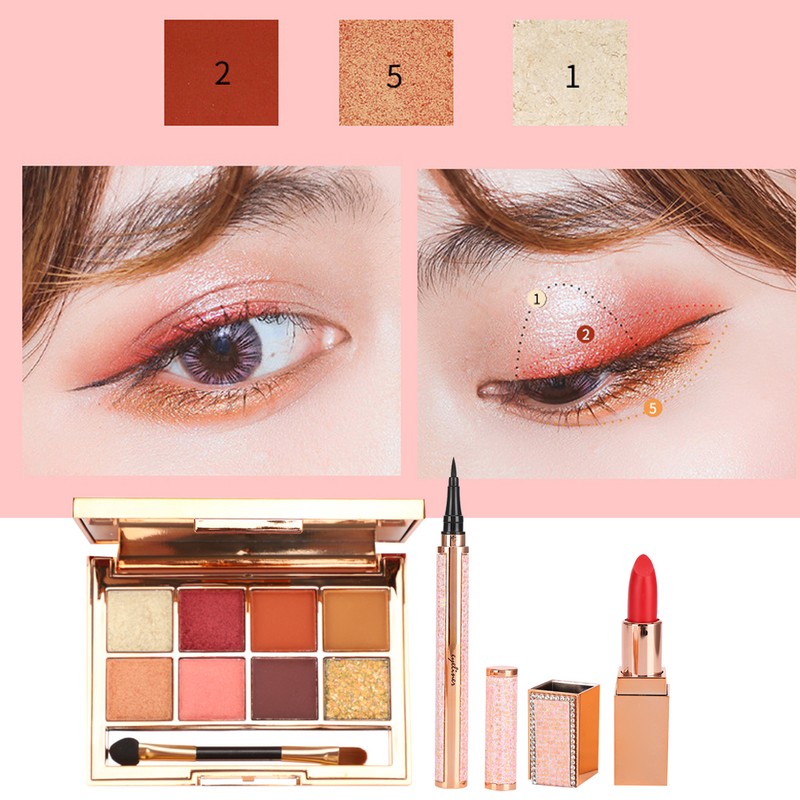 MACKANDY Eye Shadow Lipstick Eyeliner Long Lasting Beauty Makeup Cosmetics