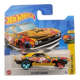 Hot Wheels '68 COPO Camaro, HW Art Cars Collection, Die-Cast Model Car, Yellow with Graphics, 5/10