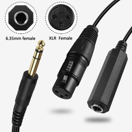 GELRHONR 6.35 mm 1/4 Inch TRS Splitter Cable, Stereo 6.35 mm 1/4 Male to 3-Pin XLR Balanced Mic Cable Adapter for Speakers, Condenser, Mic, Guitar, Mixer, AMP-15 cm (XLR Female)