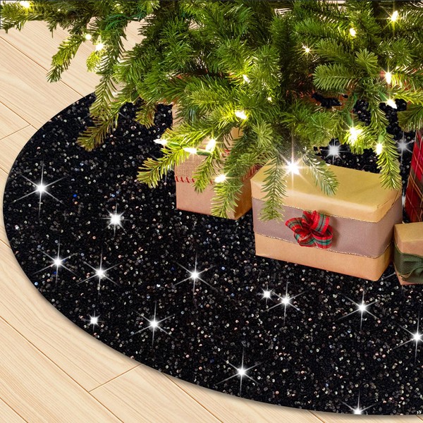 WUPIOS Black Tree Skirt Small 21 Inch Christmas Tree Skirt