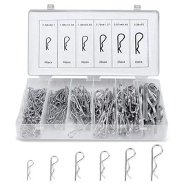 Boatsea Cotter Pin Assortment Kit, 180PCS 6 Sizes Hair Pin R Clips Assortment Kit, Zinc Plated Spring Steel Hairpin R Clips, Retaining Hair Pin for use on Hitch Pin Lock System