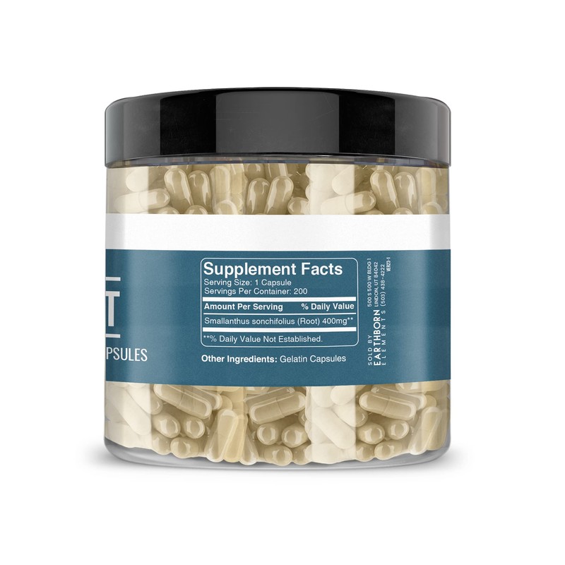 Earthborn Elements Yacon Root (200 Capsules), Pure & Undiluted, No