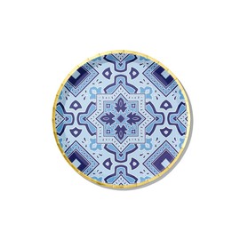 Coterie Blue and Gold Paper Plates (Set of 10 Large plates) – Moroccan Paper Plates, Navy Paper Plates, Nice Paper Plates for Wedding, Bridal Shower, Dinner Party | 9.25” Fancy Paper Plates