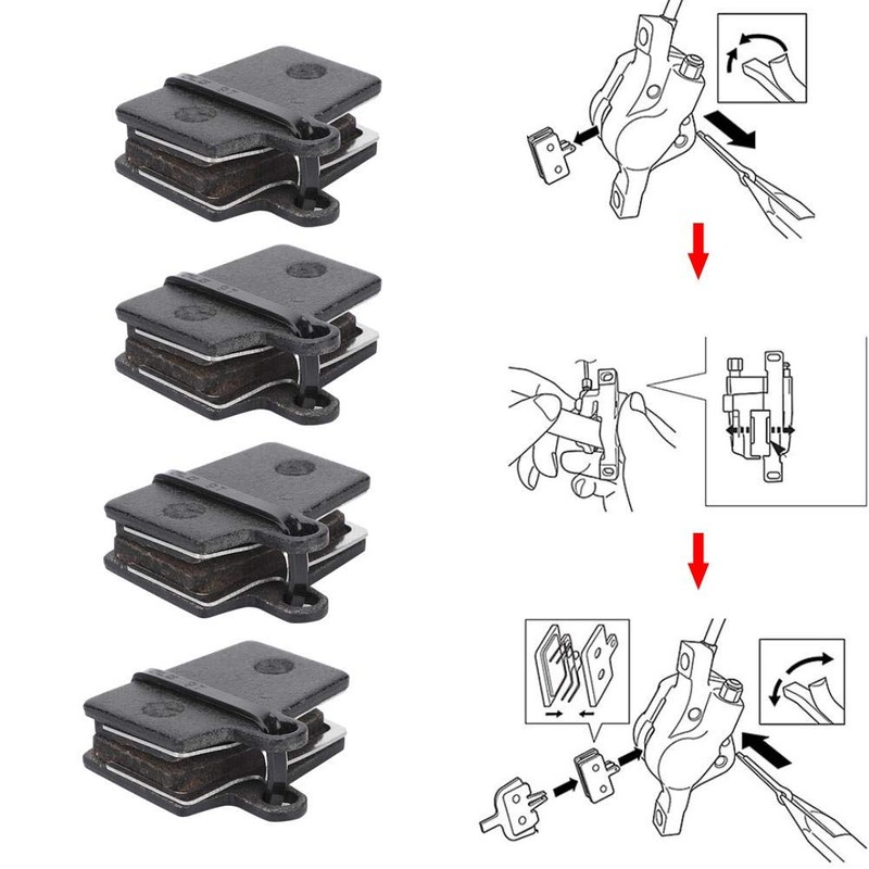 Brake Pads, 4 Pairs Stable Bicycle Disc Brake Pads with