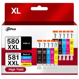 CanPick PGI-580XXL CLI-581XXL Printer Cartridges Compatible with Canon Printer Cartridges 580 581 XXL Multipack for TR8550 TR7550 TR7650 TS6350 TS705a TS6300 TS6150 TS6350a TS6250(PGBK/C/M/Y/BK, 10