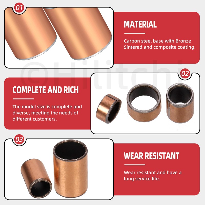Hilitchi 50PCS 5 Sizes Sleeve Bearing Plain Bearings Wrapped Oil-Less