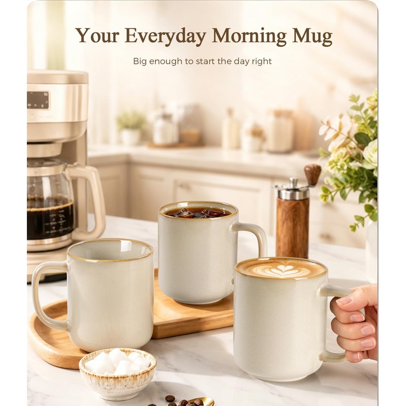 Large Coffee Mugs Set of 6, 16oz Handmade Ceramic Coffee