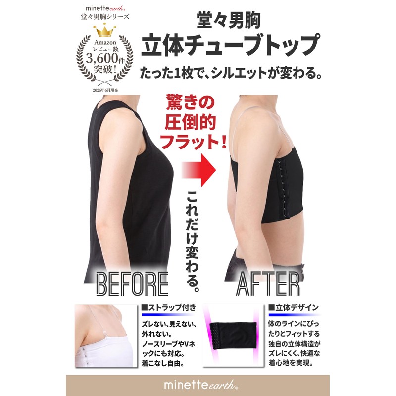 [minette earth] Minet Earth 3D Tube Top, Chest Crushing, Men's