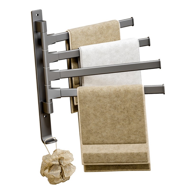 Swivel Towel Rack 4 Arms Thickened Space Aluminum 180 Degrees
