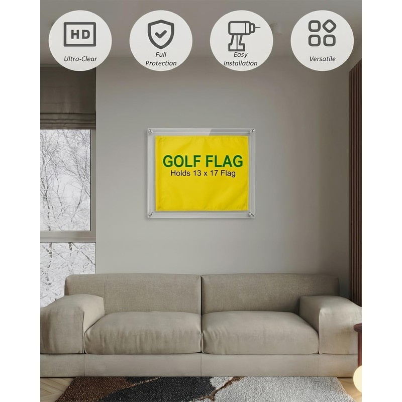 Double-Sided Clear Acrylic Golf Flag Frame, 15x19 Floating Shadow Box