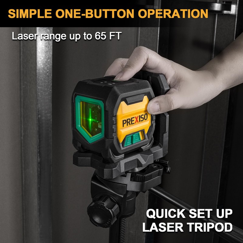 PREXISO Laser Level with 47 Inch Tripod, IP54 Rechargeable 65Ft