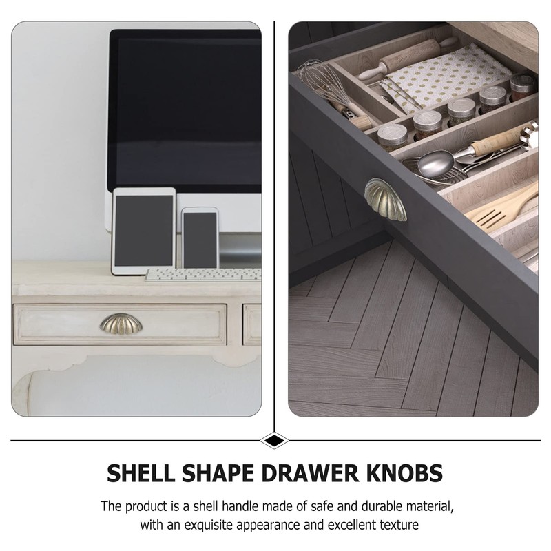 Cabilock 6Pcs Shell Furniture Pulls Antique Drawer Knobs Cup Decorative