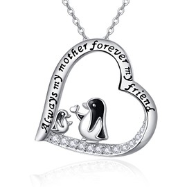 TANGPOET Penguin Gifts 925 Sterling Silver Penguin Necklace Penguin Pendant Jewelry Mama Necklace Mothers Day Gifts for Mom Women