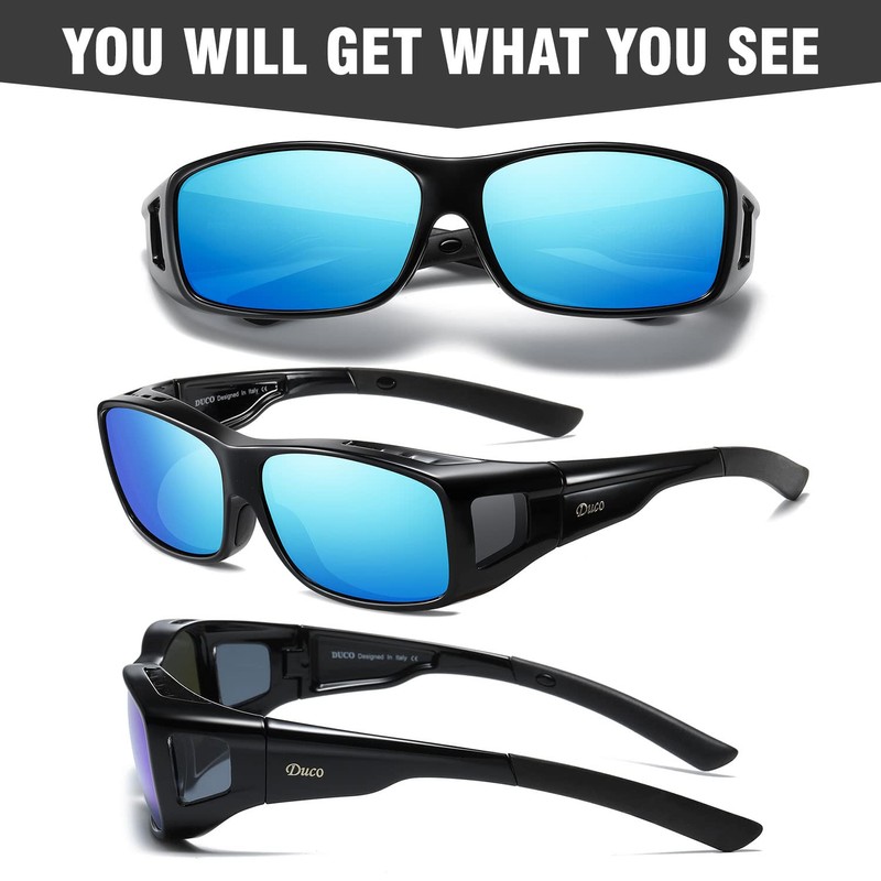 DUCO Wraparound Fitover Glasses Polarized Wear Over Sunglasses for Men