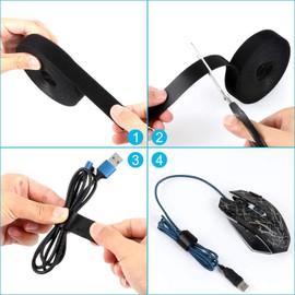 BESTU Binding Band, Binding Magic Tape, Magic Belt, Cord Organization, Cable Fastening, Heat Resistant, Strong, Freely Cut, Reusable, 5.9 x 16.4 ft (1.5 x 5 m), Black