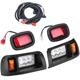 Lochnchn LED Lighting Kit, 12V Headlight Tail Light Kit for Club Car DS Golf Carts 1993-UP, Street Legal, Waterproof, Black/Red