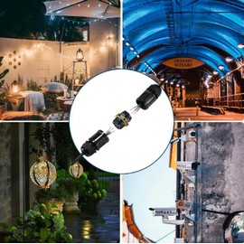 IP68 Waterproof Junction Box Outdoor I-Shape 2way 5Pin (AC450v,24A) M20 Wire Range(10-14mm) Electrical Cable Connector,Suitable for Repair and Extend Power Cables,UL（2Pack）