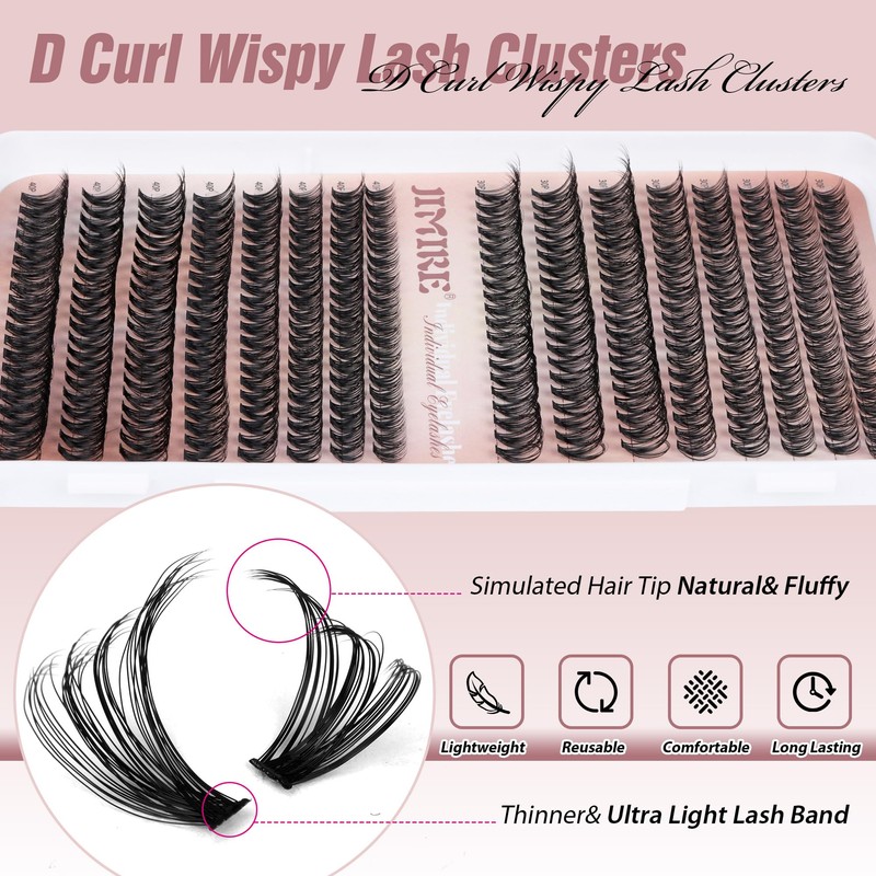 JIMIRE 320Pcs Individual Eyelashes DIY Russian Cluster Lashes 40D Lashes