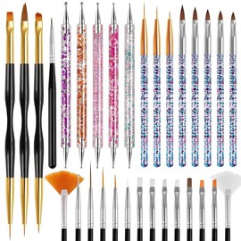 Nail Art Brushes 9PCS Nail Brush Set with Liner Brush and Dotting Pens for Home and Professional Salon Use:_3PCS Nail Brush Set