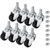 8 PCS Swivel Stem Casters,M8 Black 25mm(1 inch) Castor Wheels