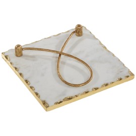 Mud Pie Gold Edge Napkin Holder, 8" x 8"