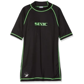 SEAC Men's Rash Guard T Black, Short Sleeve, Sun Protection 97.5%, M