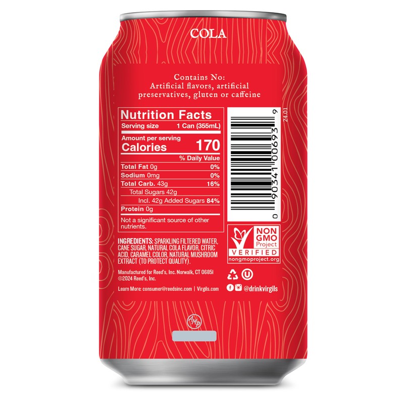 Virgil's Handcrafted Cola - Bold Flavor, Caffeine Free - 12oz