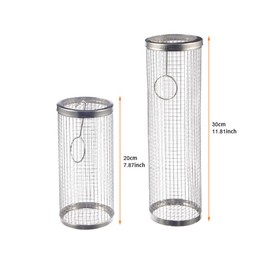 Original Barbeque by 1 Stop & Go – 2-Pack Stainless Steel Rolling BBQ Grill Basket – Perfect for Grilling Vegetables, Seafood & Meat – Easy to Clean, Ideal for Outdoor Cooking, Picnics & Camping