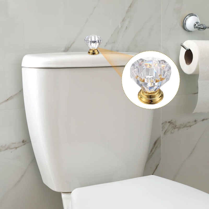 sourcing map Toilet Tank Button, Crystal Toilet Button Replacement for