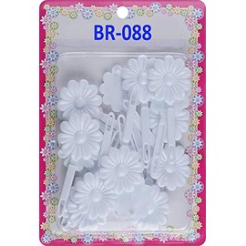 Tara Girls Self Hinge Plastic Flower Hair Barrettes 18 Pieces Selection (White)