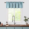 Teal Dark Blue Buffalo Check Valance Curtains for Kitchen, Plaid
