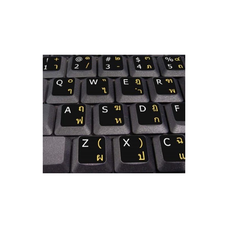 4Keyboard Thai-English Non-Transparent Keyboard Decals Black Background for Desktop, Laptop