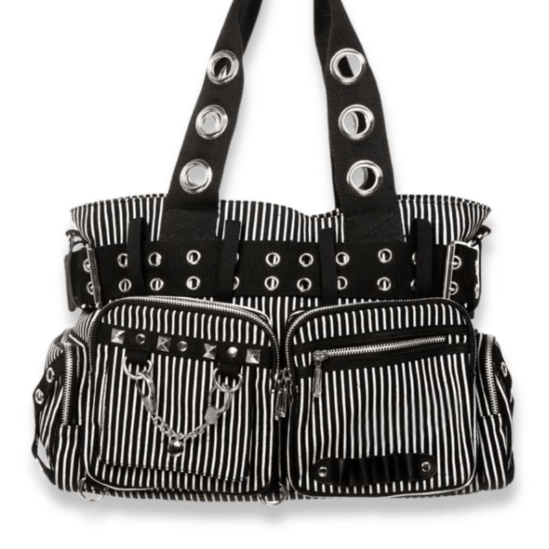 Convertible Belt Shoulder Bags with Grommets:_Black Convertible Belt Shoulder Bag