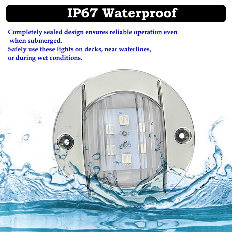 SMIXCTEK RGBW Boat Courtesy Lights, 3 Inch Waterproof Boat Interior