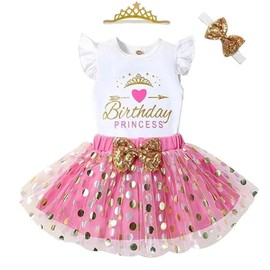 LYQTloml Toddler Kids Baby Girls Birthday Princess Outfits Dress Vest Tank Top Dot Mesh Tutu Skirt