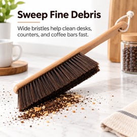 Wooden Cleaning Brush for Coffee Grinder & Desktop Use – Anti-Static Hand Broom for Dust, Grounds & Crumbs