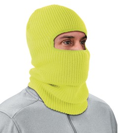 Ergodyne N-Ferno 6829 Balaclava Face Mask, 2-Layer Rib Knit Thermal Ski Masks, Hi Vis Lime