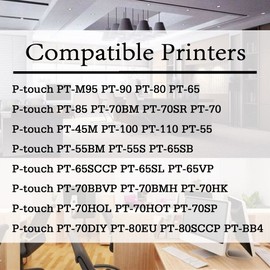 For Brother 12-Pack M-K231 Label Tape M231 MK231 for PT 75 Label Makers, Black on White