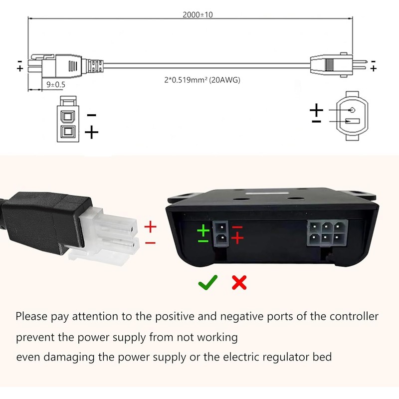 Adjustable Bed Power Supply Cord Kit Compatible with Lucid L150
