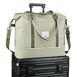 Large Travel Bag with Wet Pocket, Expandable Weekender Overnight Bags for Women, Multiple Pockets Gym Duffel Tote Bag, Waterproof Carry On Bag with Trolley Sleeve