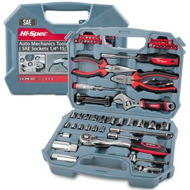 Hi-Spec Tools 67pc SAE Auto Mechanics Hand Tool Kit Set. Complete Car, Motorcycle, Engine & Garage Repairs with Sockets, Ratchet Wrench, Pliers & More