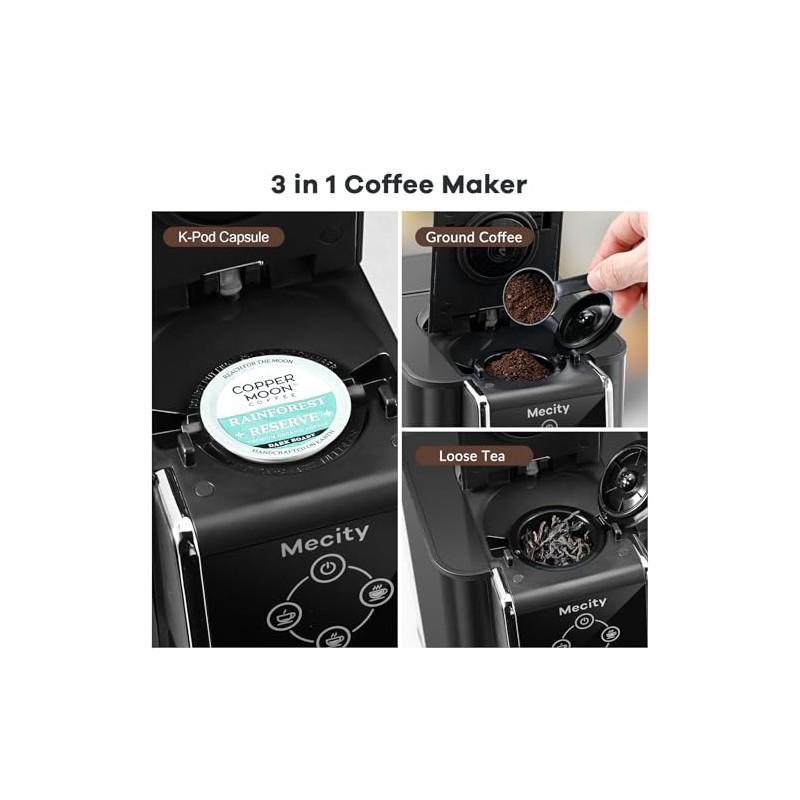 Mecity Coffee Maker 3 in 1 Single Serve Coffee Machine,